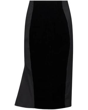 Jacquemus Velvet-Panelled Midi Skirt - Black