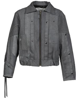 UNDER THE SIGN Patchwork Waxed Cotton Bomber Jacket - Grey