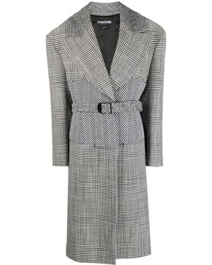 Tom Ford Patchwork Belted Wool Coat - Gray