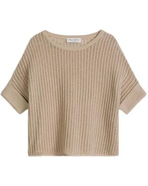 Marc O' Polo Open-Knit Crew-Neck T-Shirt - Natural