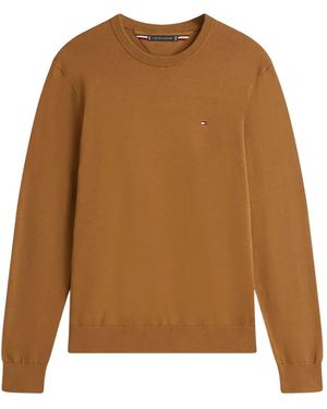 Tommy Hilfiger Chest-Logo Crew-Neck Jumper - Brown