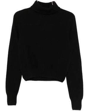 Baserange Roll-Neck Ribbed-Trim Jumper - Black