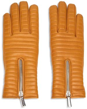 Moorer Quilted Zip-Fastening Gloves - Orange
