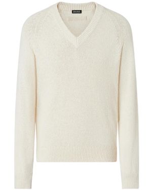 ZEGNA Oasi V-Neck Cotton Jumper - White
