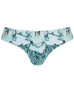 Temperley London Liana Floral-Print Bikini Bottom - Blue