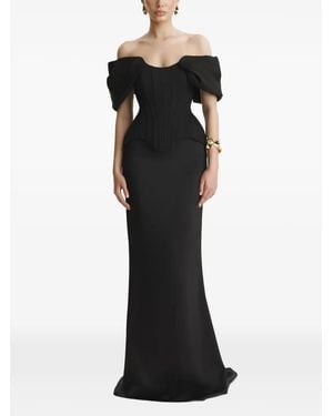 Benedetto Off-Shoulder Panelled Corset - Black