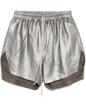 Rick Owens Leather Drawstring Shorts - Grey