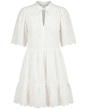 BOSS Broderie Anglaise Tiered Mini Dress - White