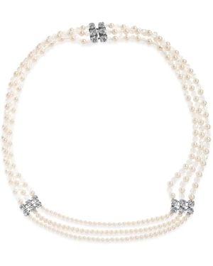 Alessandra Rich Triple-Strand Crystal-Embellished Necklace - White
