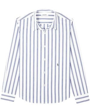 Sporty & Rich Logo-Embroidered Striped Shirt - Blue