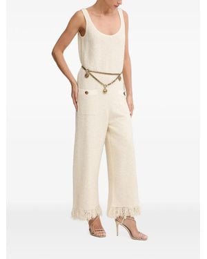 Elisabetta Franchi Buckle Knit Jumpsuit With Belt - Natural