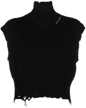 Marni Sleeveless Tank Top With Worn Effect - Black