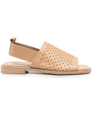 SERGIO MORETTI FIRENZE Perforated Slingback Sandals - Natural