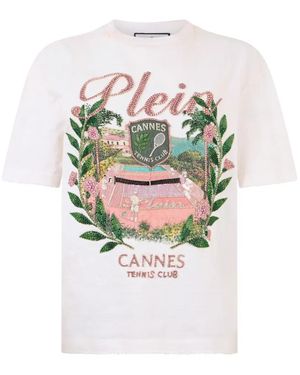 Philipp Plein Destroyed Rhinestone T-Shirt - White