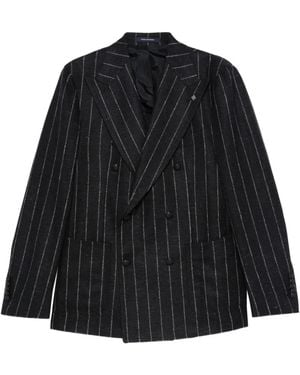 Tagliatore Striped Double-Breasted Blazer - Black