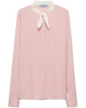 Prada Button-Down Silk Shirt - Pink