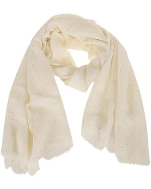 Peserico Sequin-Embellished Frayed Scarf - White