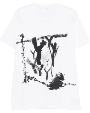 Y's Yohji Yamamoto Cotton Print T-Shirt - White