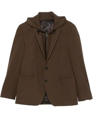KARL LAGERFELD Hooded Single-Breasted Jacket - Brown