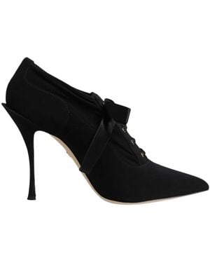 Dolce & Gabbana Lace-Up Pointed-Toe Pumps - Black