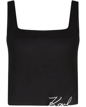 KARL LAGERFELD K/Signature Cropped Top - Black