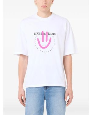 Iceberg Camiseta Con Motivo De Carita Sonriente - Blanco