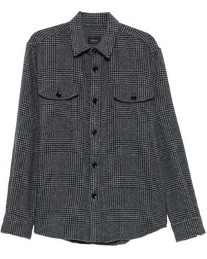 Brioni Prince Of Wales Check Wool Shirt - Grey