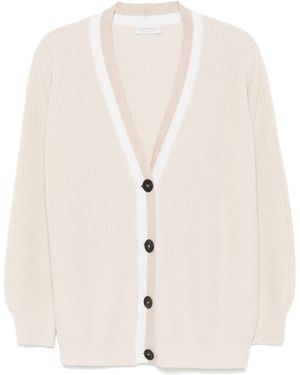 Le Tricot Perugia Ribbed-Knit Cardigan - Natural