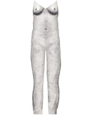 Moschino Kreppkleid Mit Print - Weiß