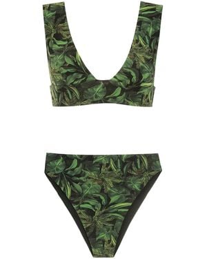Isolda Coqueiral Foliage-Print Bikini Set - Green