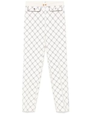 Elisabetta Franchi プリント クレープパンツ - ホワイト