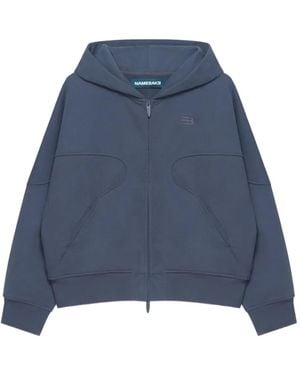 NAMESAKE Paneled Zip Hoodie - Blue