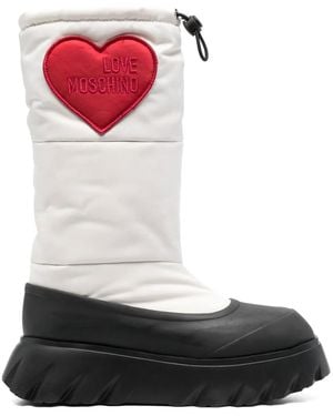 Love Moschino Padded Heart Patch Boots - White
