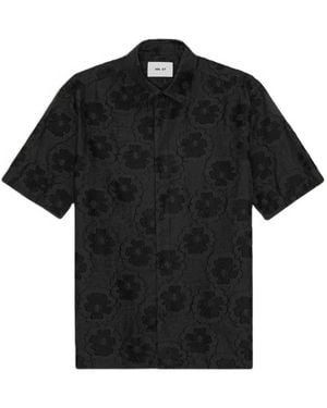 NN07 Striped Floral Short Sleeve Shirt - Black