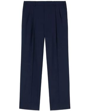 RETORI Pleated Concealed-Fastening Pants - Blue