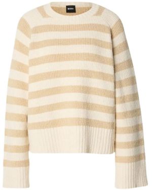 BOSS Frixel Pullover Mit Streifenmuster - Natur