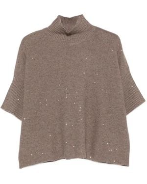 Antonelli Pull Orné De Sequins À Col V - Brown