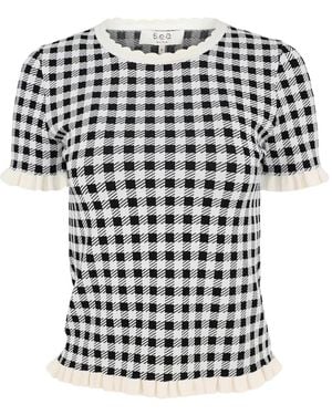 Sea Gingham-Pattern Blouse - Black