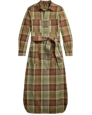 RRL Selina Plaid Shirt Dress - Green