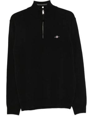 GANT Quarter-Zip Wool Jumper - Black