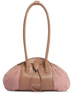 Marni Leather And Suede Tulipea Shoulder Bag - Pink