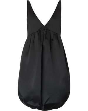 Burberry Duchess Satin Bubble Hem Dress - Black