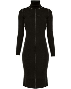 MM6 by Maison Margiela Contrast Long-Sleeved Dress - Black