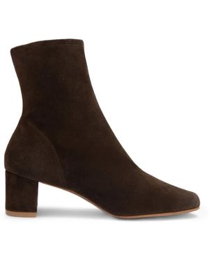 BY FAR Sofia Ristretto Square-Toe Seam-Detail Boots - Brown