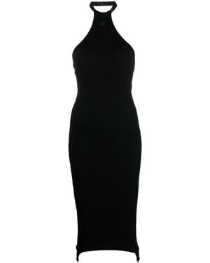 Courreges Ribbed-Knit Halterneck Dress - Black