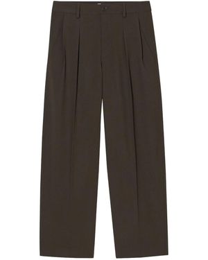 Closed Pleated Wide-Leg Trousers - Grey