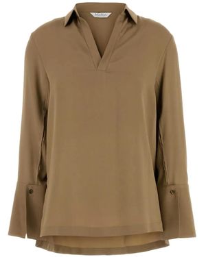 Max Mara Vネック ブラウス - ブラウン