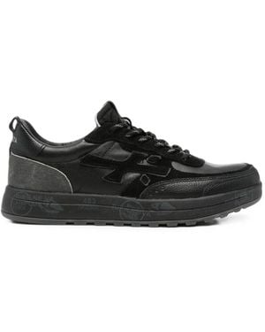 Premiata Nous Panelled Leather Trainers - Black