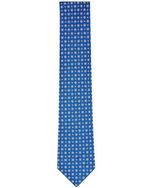 Brioni Geometric-Print Silk Tie - Blue