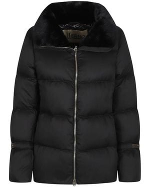 Herno Faux-Fur Collar Padded Coat - Black